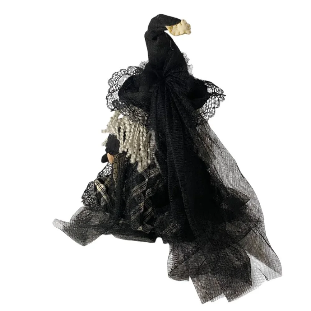 Handmade Witch Rag Doll Black Plaid‎ Dress Poison Prop Halloween Decor 21